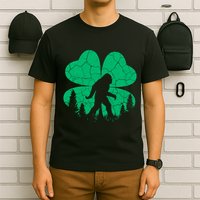 St Patricks Day Bigfoot Sasquatch Irish Clover T-Shirt