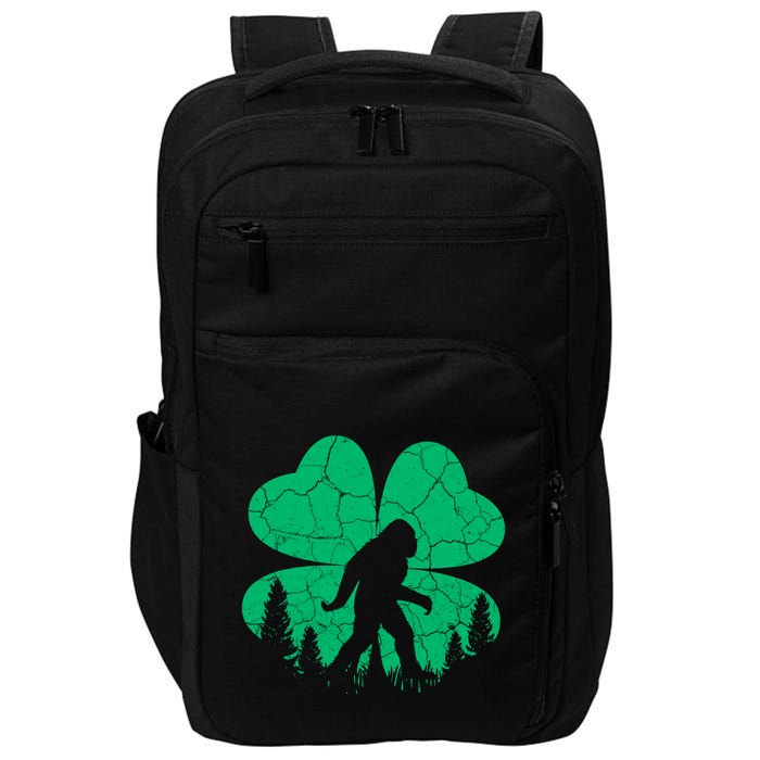 St Patricks Day Bigfoot Sasquatch Irish Clover Impact Tech Backpack