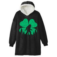 St Patricks Day Bigfoot Sasquatch Irish Clover Hooded Wearable Blanket