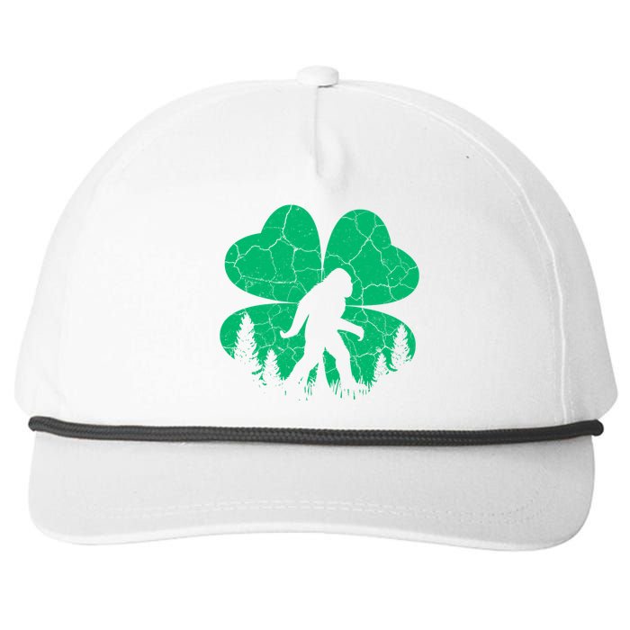 St Patricks Day Bigfoot Sasquatch Irish Clover Snapback Five-Panel Rope Hat