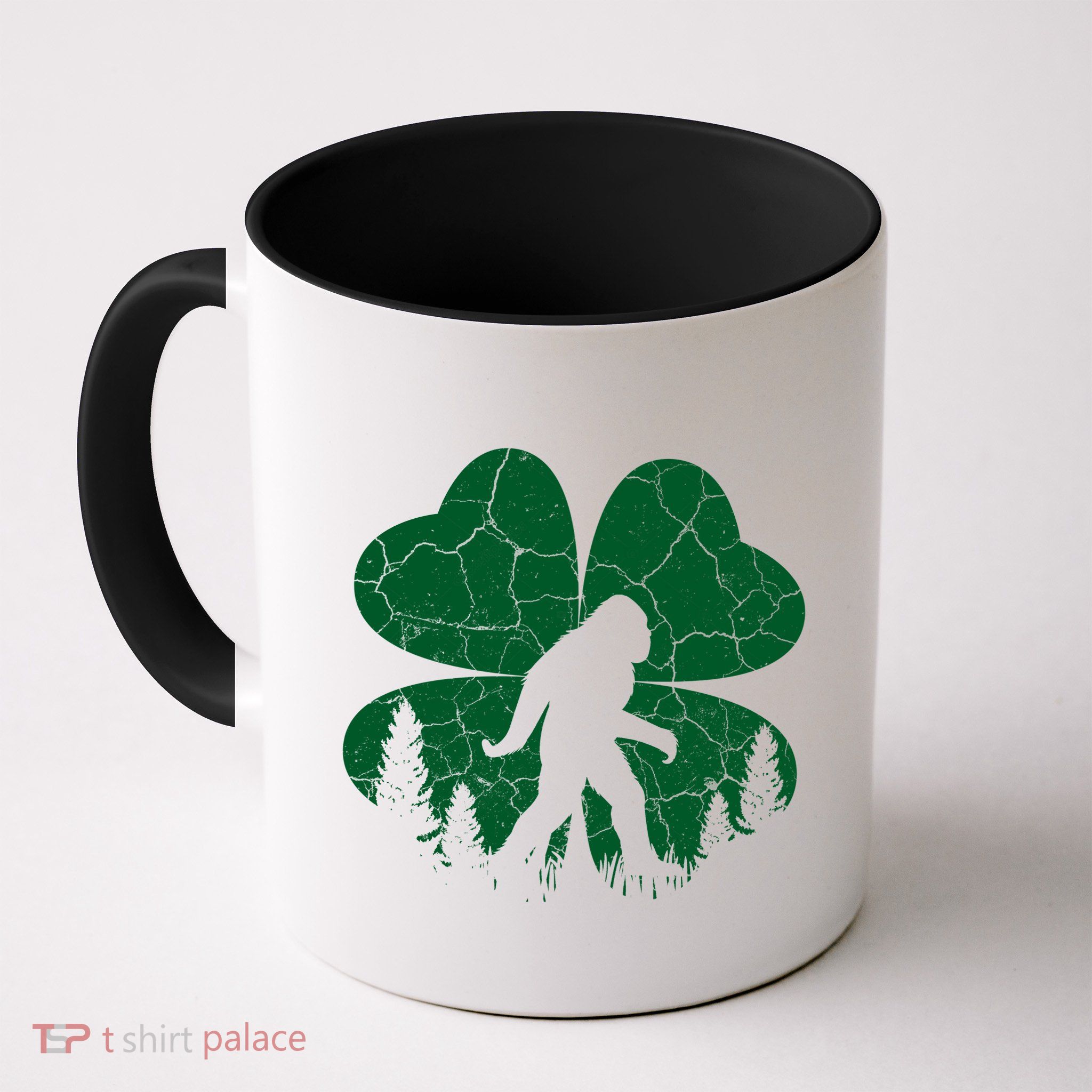 St Patricks Day Bigfoot Sasquatch Irish Clover Mug
