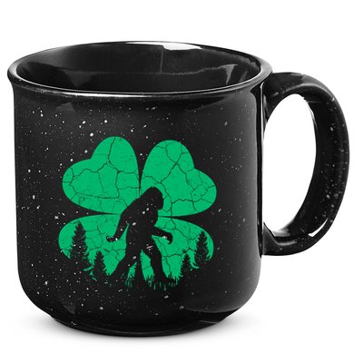 St Patricks Day Bigfoot Sasquatch Irish Clover 15oz Campfire Ceramic Mug