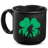 St Patricks Day Bigfoot Sasquatch Irish Clover 15oz Campfire Ceramic Mug