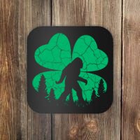 St Patricks Day Bigfoot Sasquatch Irish Clover Coaster