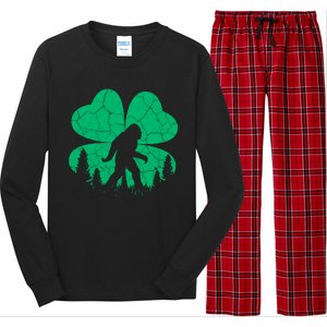 St Patricks Day Bigfoot Sasquatch Irish Clover Long Sleeve Pajama Set