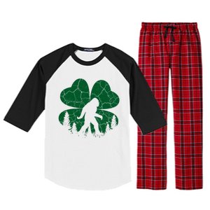 St Patricks Day Bigfoot Sasquatch Irish Clover Raglan Sleeve Pajama Set