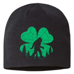 St Patricks Day Bigfoot Sasquatch Irish Clover Sustainable Beanie