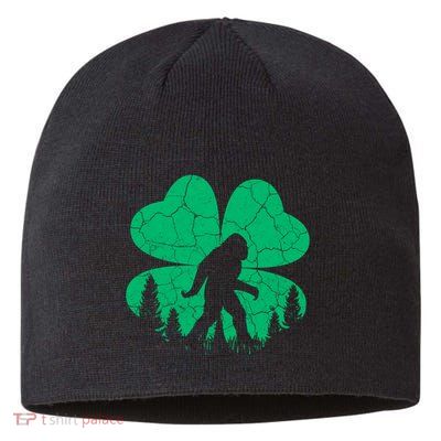 St Patricks Day Bigfoot Sasquatch Irish Clover Sustainable Beanie