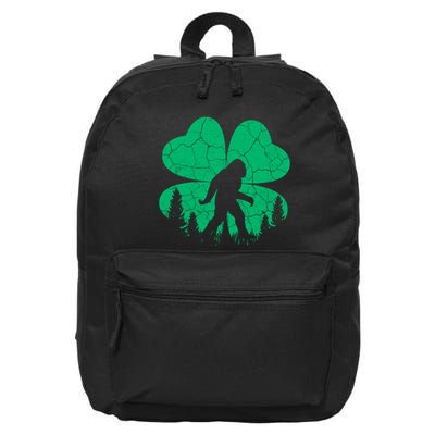 St Patricks Day Bigfoot Sasquatch Irish Clover 16 in Basic Backpack