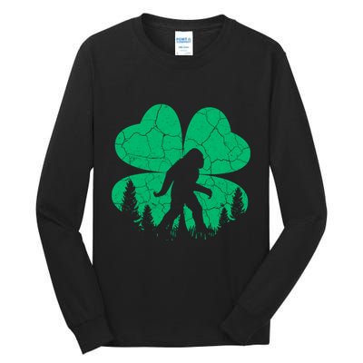 St Patricks Day Bigfoot Sasquatch Irish Clover Tall Long Sleeve T-Shirt