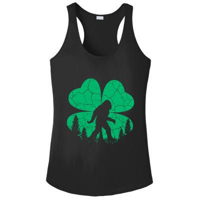St Patricks Day Bigfoot Sasquatch Irish Clover Ladies PosiCharge Competitor Racerback Tank