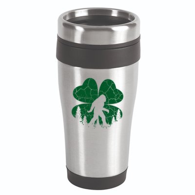 St Patricks Day Bigfoot Sasquatch Irish Clover 16oz Travel Tumbler
