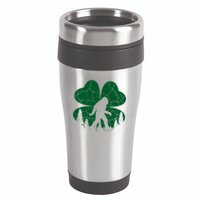 St Patricks Day Bigfoot Sasquatch Irish Clover 16oz Travel Tumbler