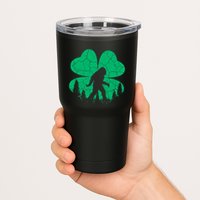St Patricks Day Bigfoot Sasquatch Irish Clover Tumbler