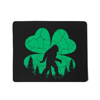 St Patricks Day Bigfoot Sasquatch Irish Clover Mousepad