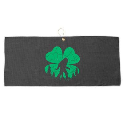 St Patricks Day Bigfoot Sasquatch Irish Clover Large Microfiber Waffle Golf Towel