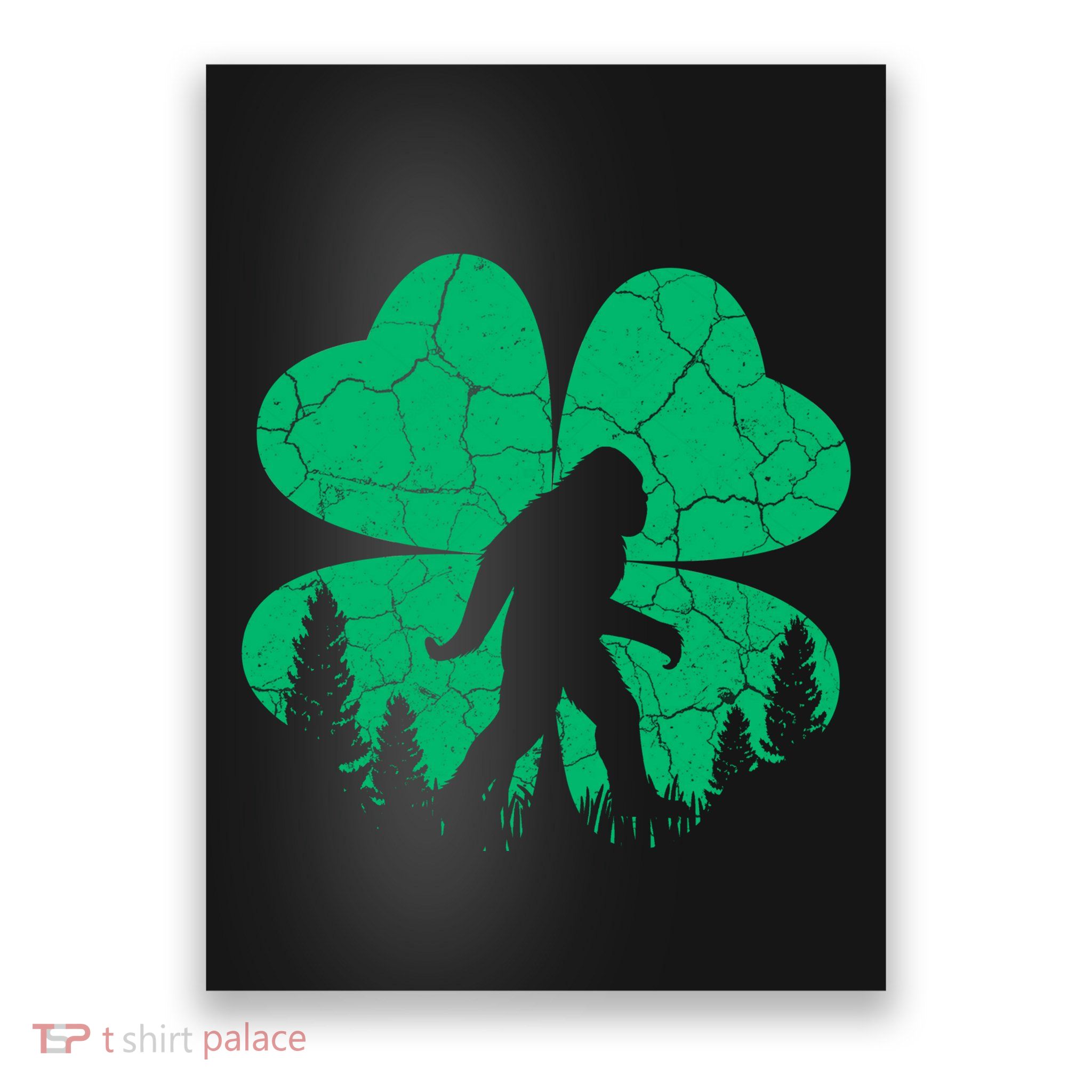 St Patricks Day Bigfoot Sasquatch Irish Clover Poster
