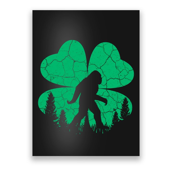 St Patricks Day Bigfoot Sasquatch Irish Clover Poster