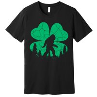 St Patricks Day Bigfoot Sasquatch Irish Clover Premium T-Shirt