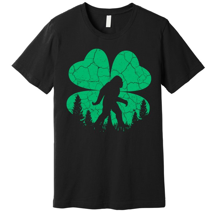 St Patricks Day Bigfoot Sasquatch Irish Clover Premium T-Shirt