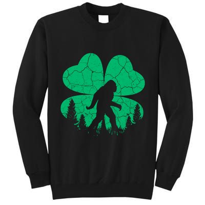 St Patricks Day Bigfoot Sasquatch Irish Clover Tall Sweatshirt