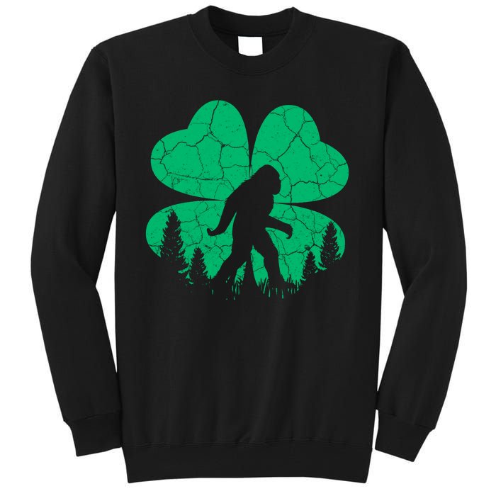 St Patricks Day Bigfoot Sasquatch Irish Clover Tall Sweatshirt