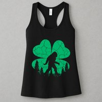 St Patricks Day Bigfoot Sasquatch Irish Clover Womens Tank Top