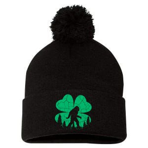 St Patricks Day Bigfoot Sasquatch Irish Clover Pom Pom 12in Knit Beanie