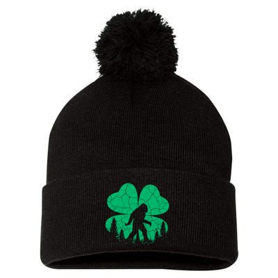 St Patricks Day Bigfoot Sasquatch Irish Clover Pom Pom 12in Knit Beanie