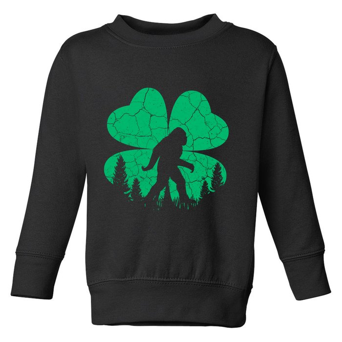 St Patricks Day Bigfoot Sasquatch Irish Clover Toddler Sweatshirt