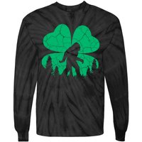 St Patricks Day Bigfoot Sasquatch Irish Clover Tie-Dye Long Sleeve Shirt