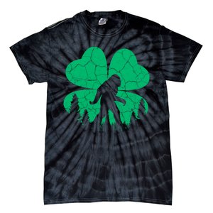 St Patricks Day Bigfoot Sasquatch Irish Clover Tie-Dye T-Shirt