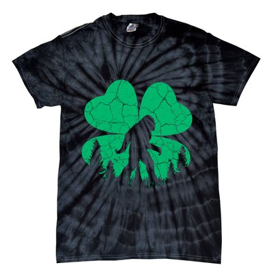 St Patricks Day Bigfoot Sasquatch Irish Clover Tie-Dye T-Shirt