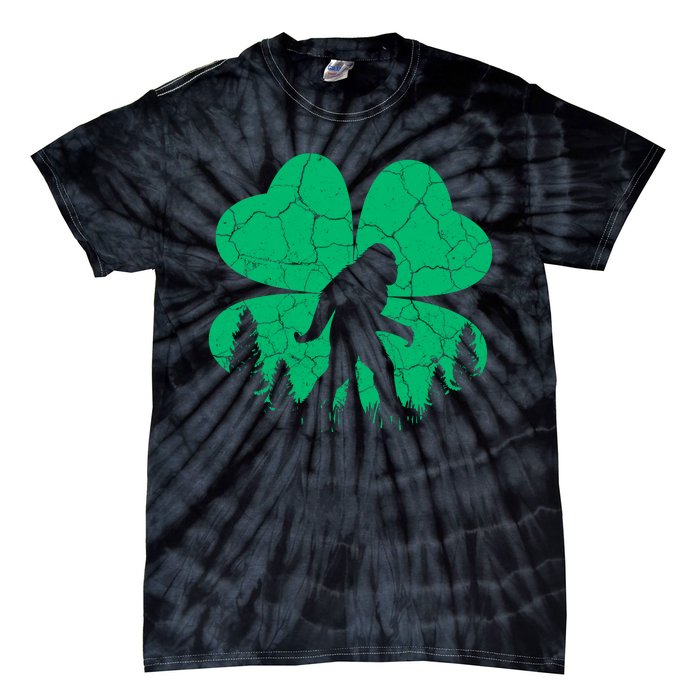 St Patricks Day Bigfoot Sasquatch Irish Clover Tie-Dye T-Shirt