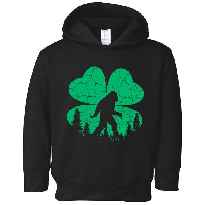 St Patricks Day Bigfoot Sasquatch Irish Clover Toddler Hoodie