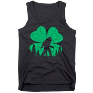 St Patricks Day Bigfoot Sasquatch Irish Clover Tank Top