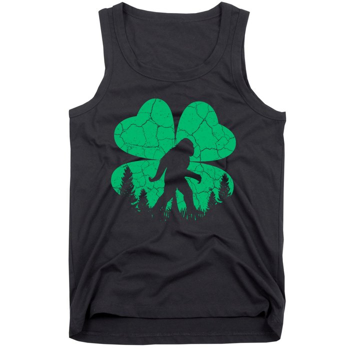 St Patricks Day Bigfoot Sasquatch Irish Clover Tank Top