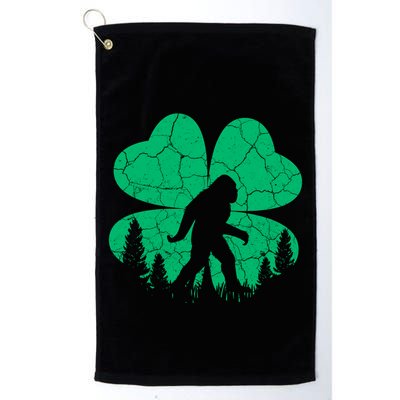 St Patricks Day Bigfoot Sasquatch Irish Clover Golf Towel