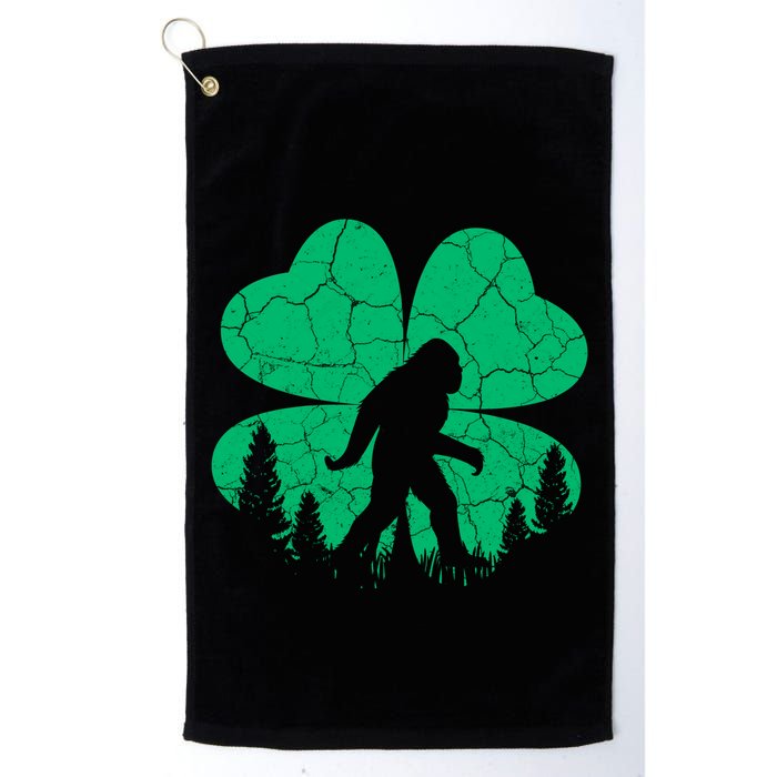 St Patricks Day Bigfoot Sasquatch Irish Clover Golf Towel