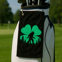 St Patricks Day Bigfoot Sasquatch Irish Clover Golf Towel
