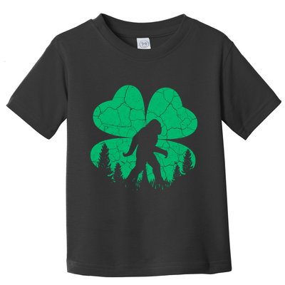 St Patricks Day Bigfoot Sasquatch Irish Clover Toddler T-Shirt