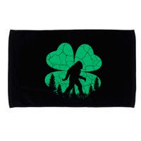 St Patricks Day Bigfoot Sasquatch Irish Clover Microfiber Hand Towel