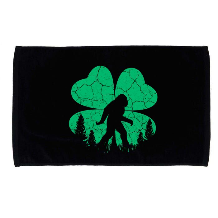 St Patricks Day Bigfoot Sasquatch Irish Clover Microfiber Hand Towel
