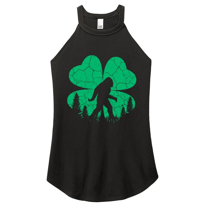 St Patricks Day Bigfoot Sasquatch Irish Clover Women's Perfect Tri Rocker Tank