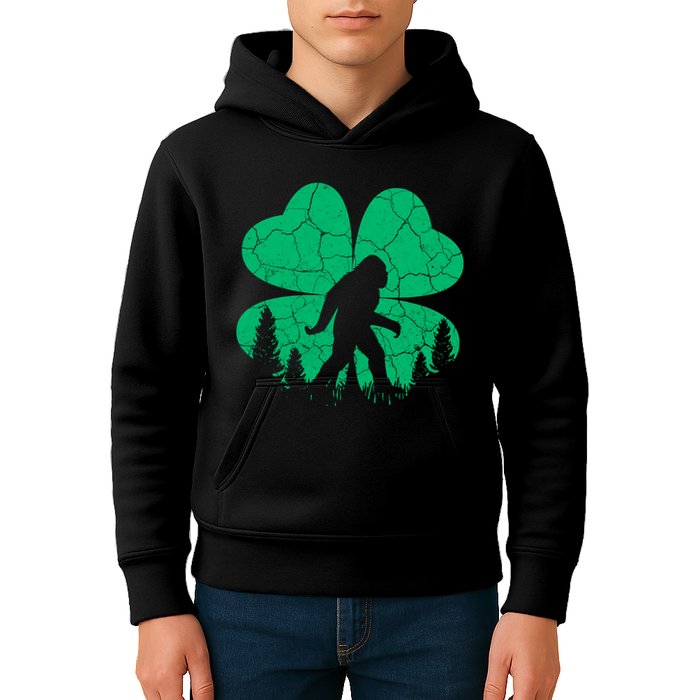 St Patricks Day Bigfoot Sasquatch Irish Clover Kids Hoodie