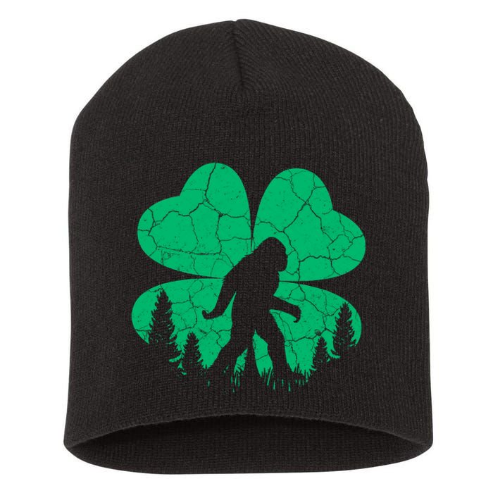 St Patricks Day Bigfoot Sasquatch Irish Clover Short Acrylic Beanie