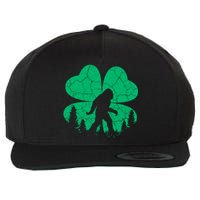 St Patricks Day Bigfoot Sasquatch Irish Clover Wool Snapback Cap