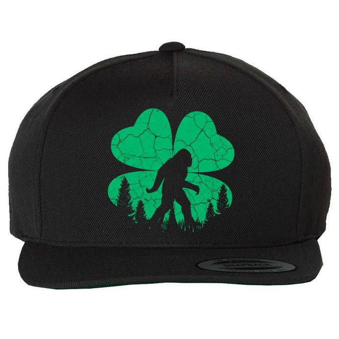 St Patricks Day Bigfoot Sasquatch Irish Clover Wool Snapback Cap