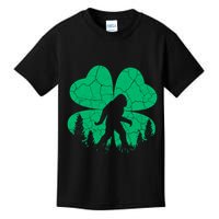 St Patricks Day Bigfoot Sasquatch Irish Clover Kids T-Shirt