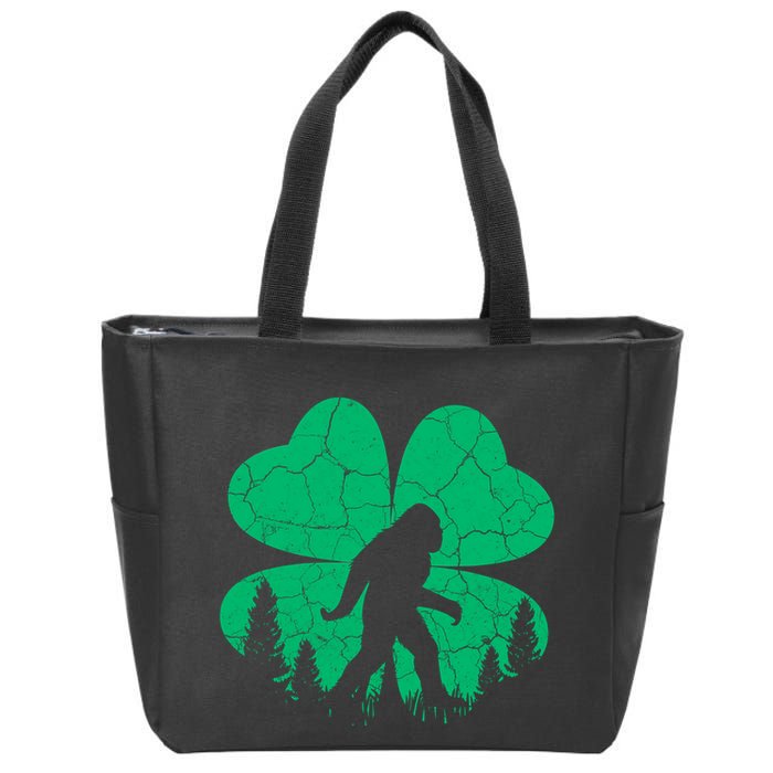 St Patricks Day Bigfoot Sasquatch Irish Clover Zip Tote Bag